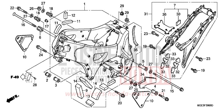 FRAME BODY for VFR1200F Dual Clutch SEAL SILVER METALLIC (NHA14) from 2010